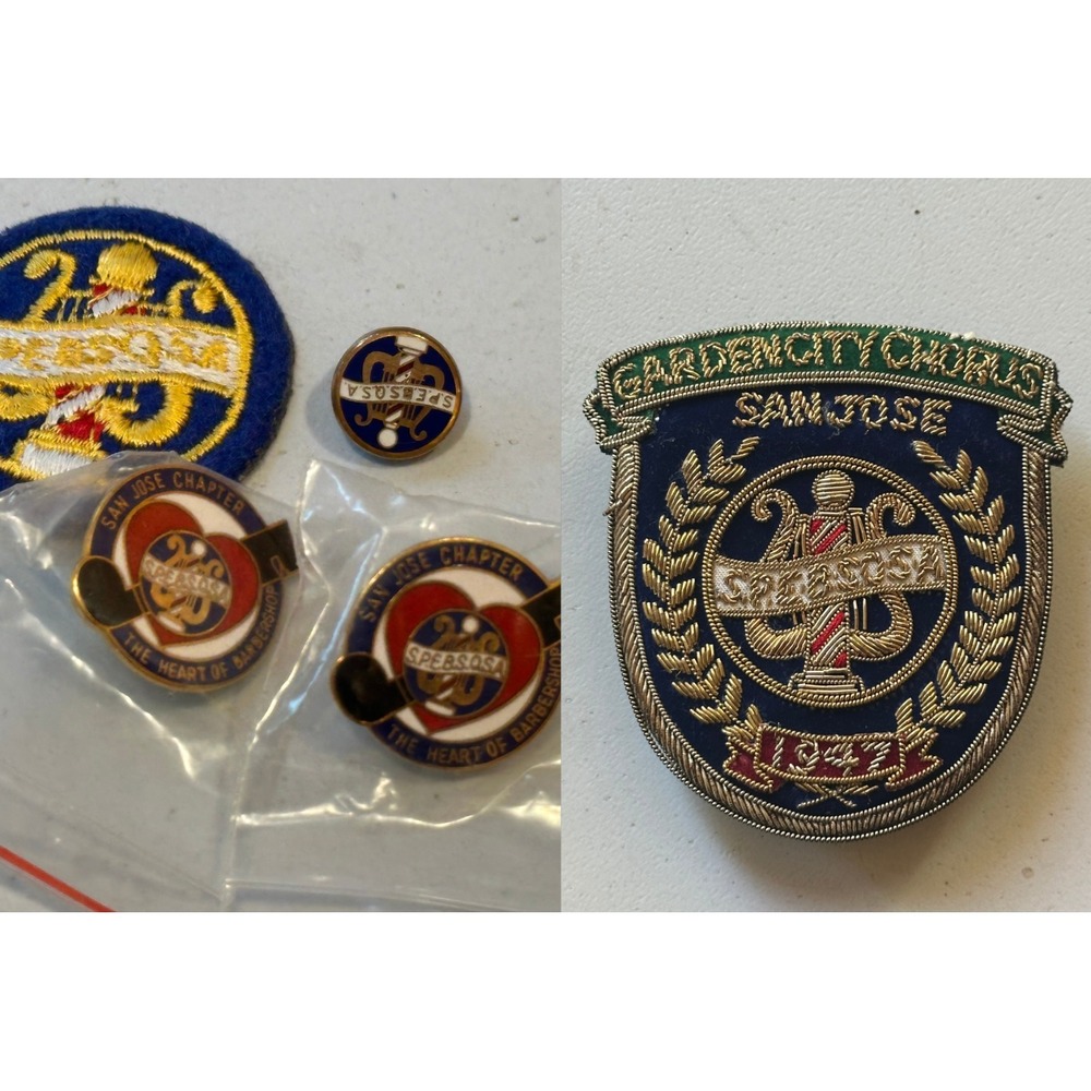 SPEBSQSA Pins & Patch Lot of Barbershop Harmony Quartet Heritage Brass San Jose